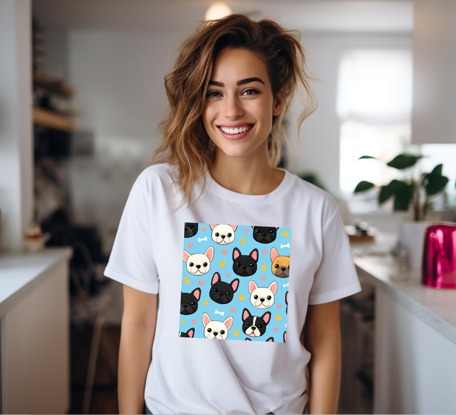 French Bulldogs patterns T-shirt