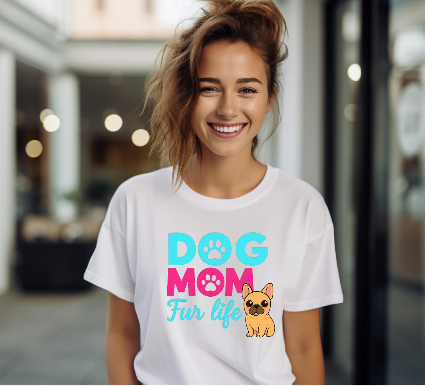 Dog Mom Fur Life with Frenchie T-shirt