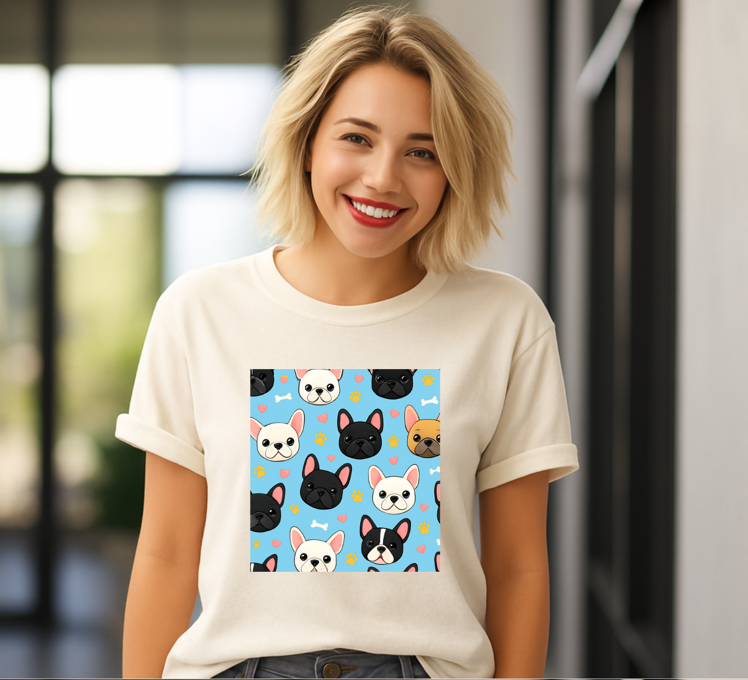 French Bulldogs patterns T-shirt