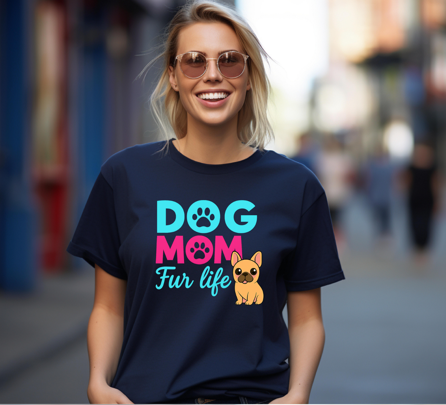 Dog Mom Fur Life with Frenchie T-shirt