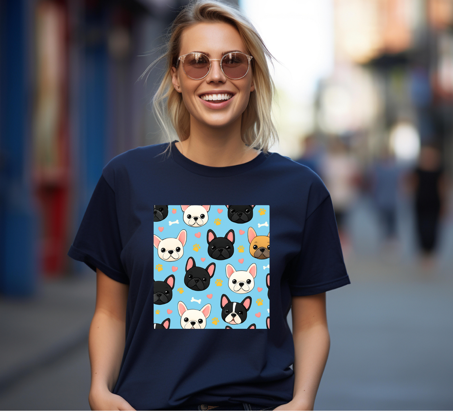 French Bulldogs patterns T-shirt