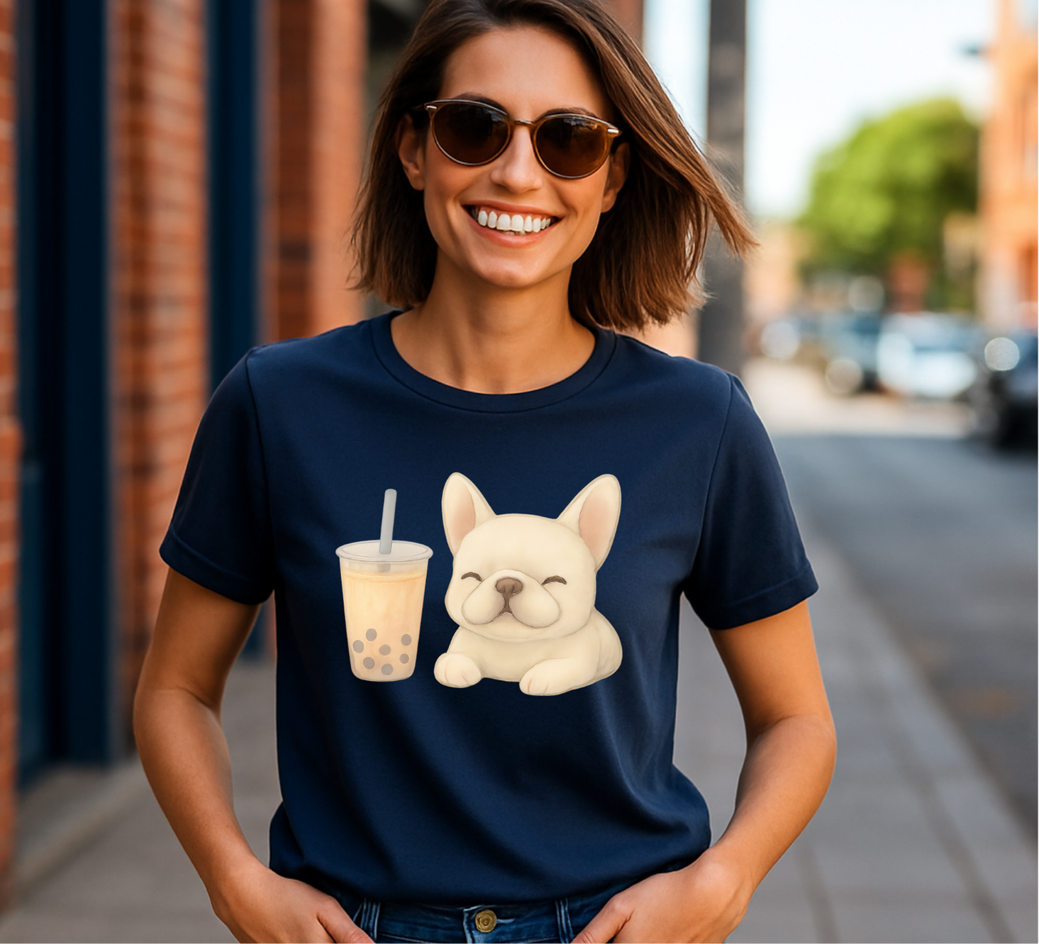 French Bulldog with Bubble Tea T-shirt