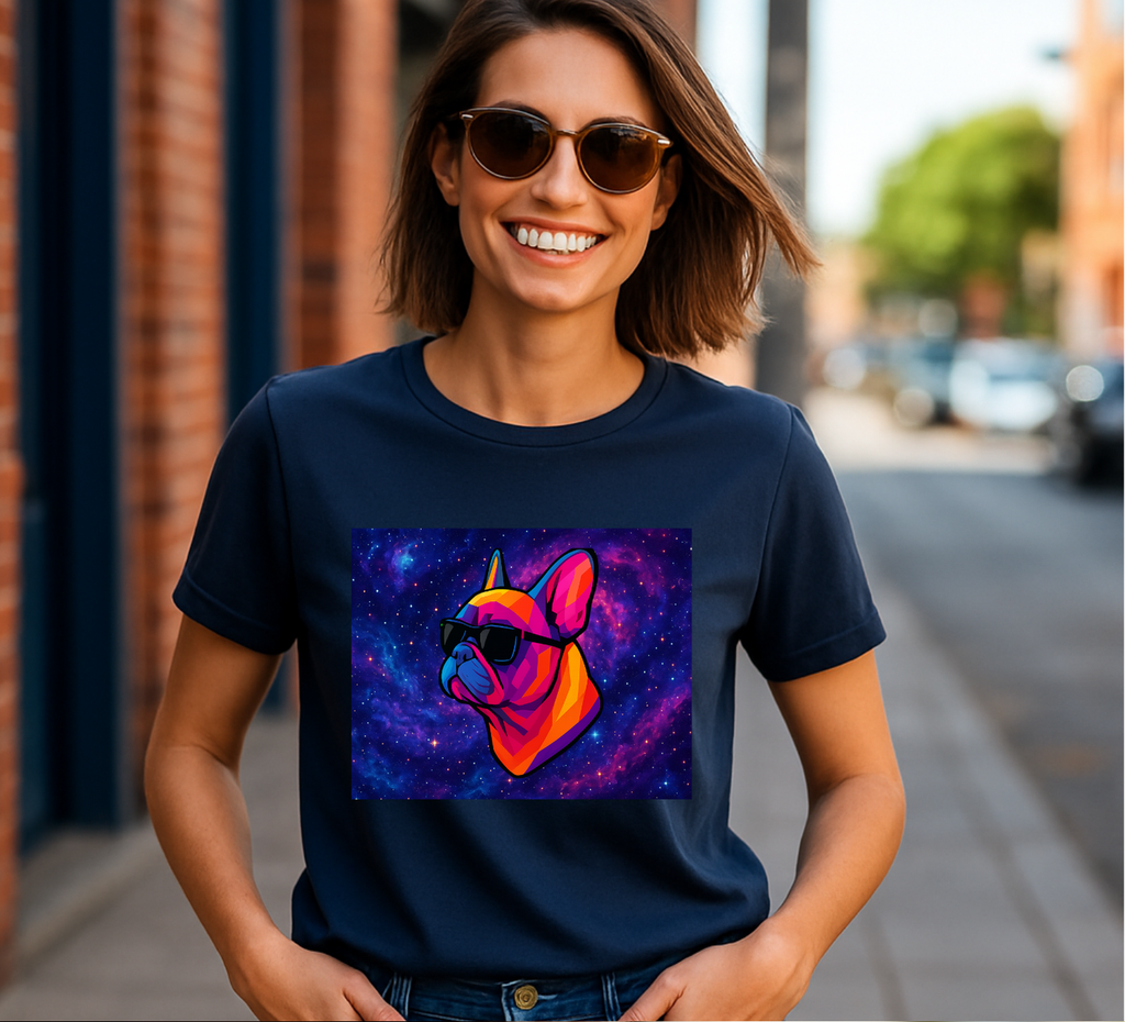 French Bulldog with Vibrant Colors with Sunglasses T-shirt