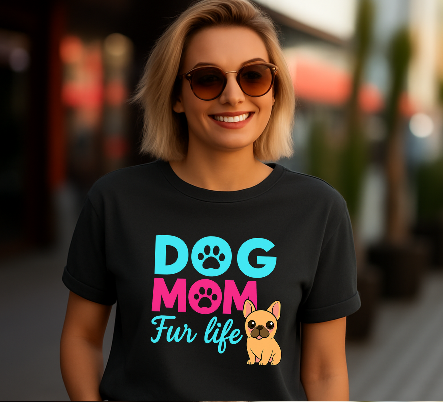 Dog Mom Fur Life with Frenchie T-shirt