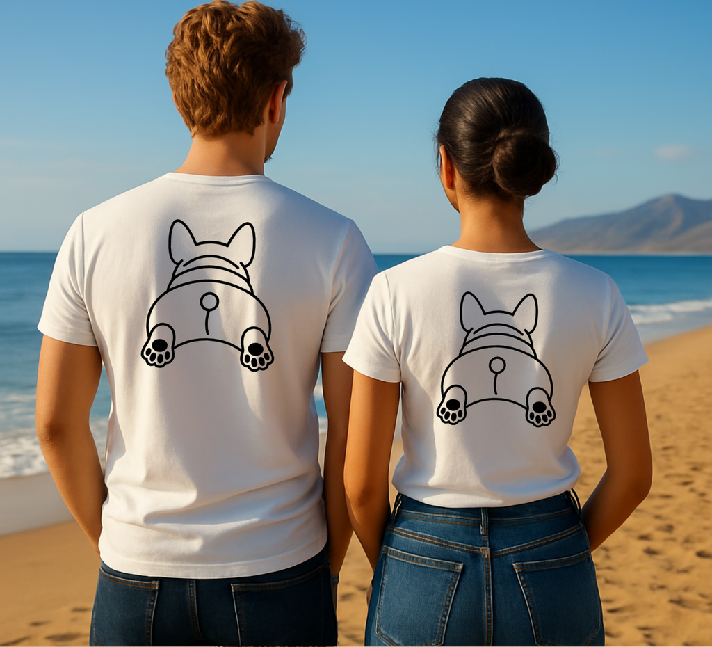 Black French Bulldog Front and Back T-shirt Design