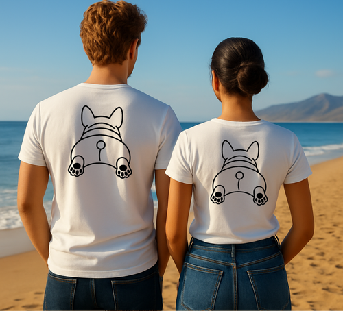 Black French Bulldog Front and Back T-shirt Design