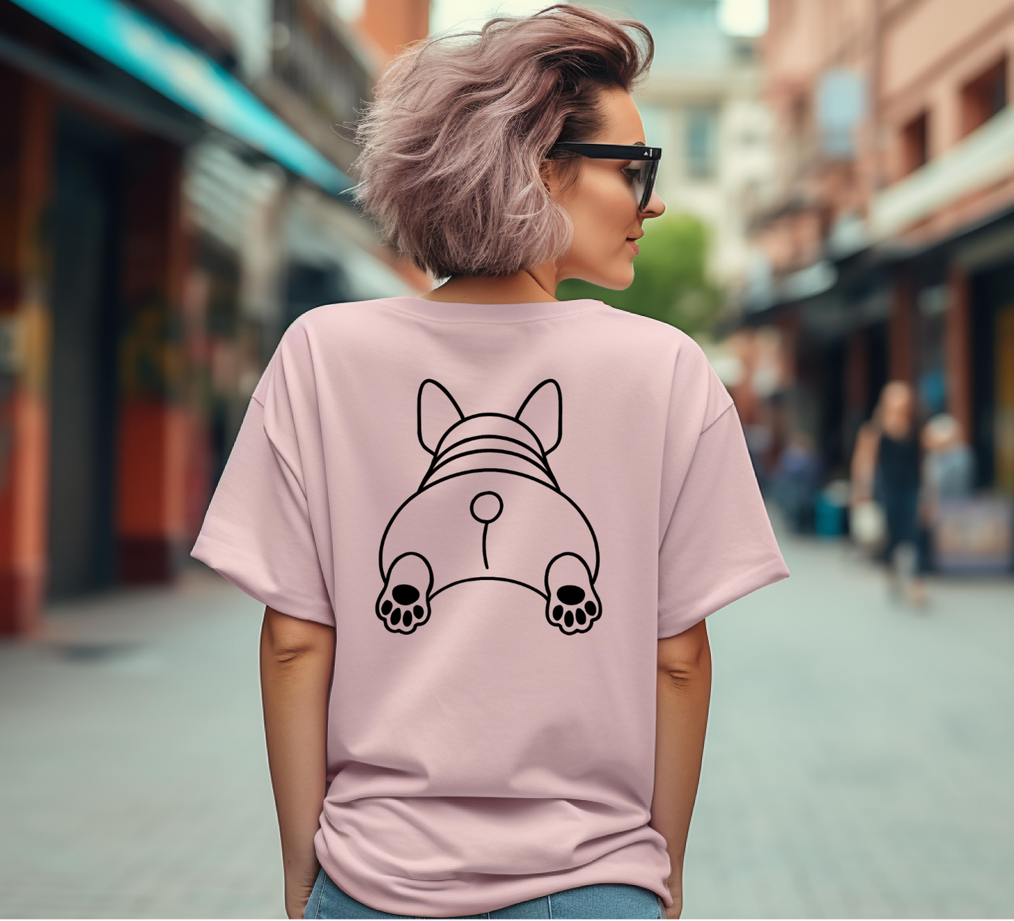 Black French Bulldog Front and Back T-shirt Design