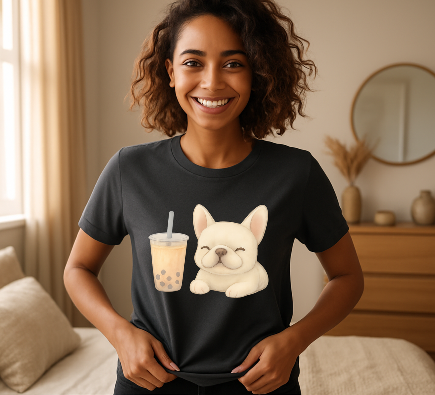 French Bulldog with Bubble Tea T-shirt