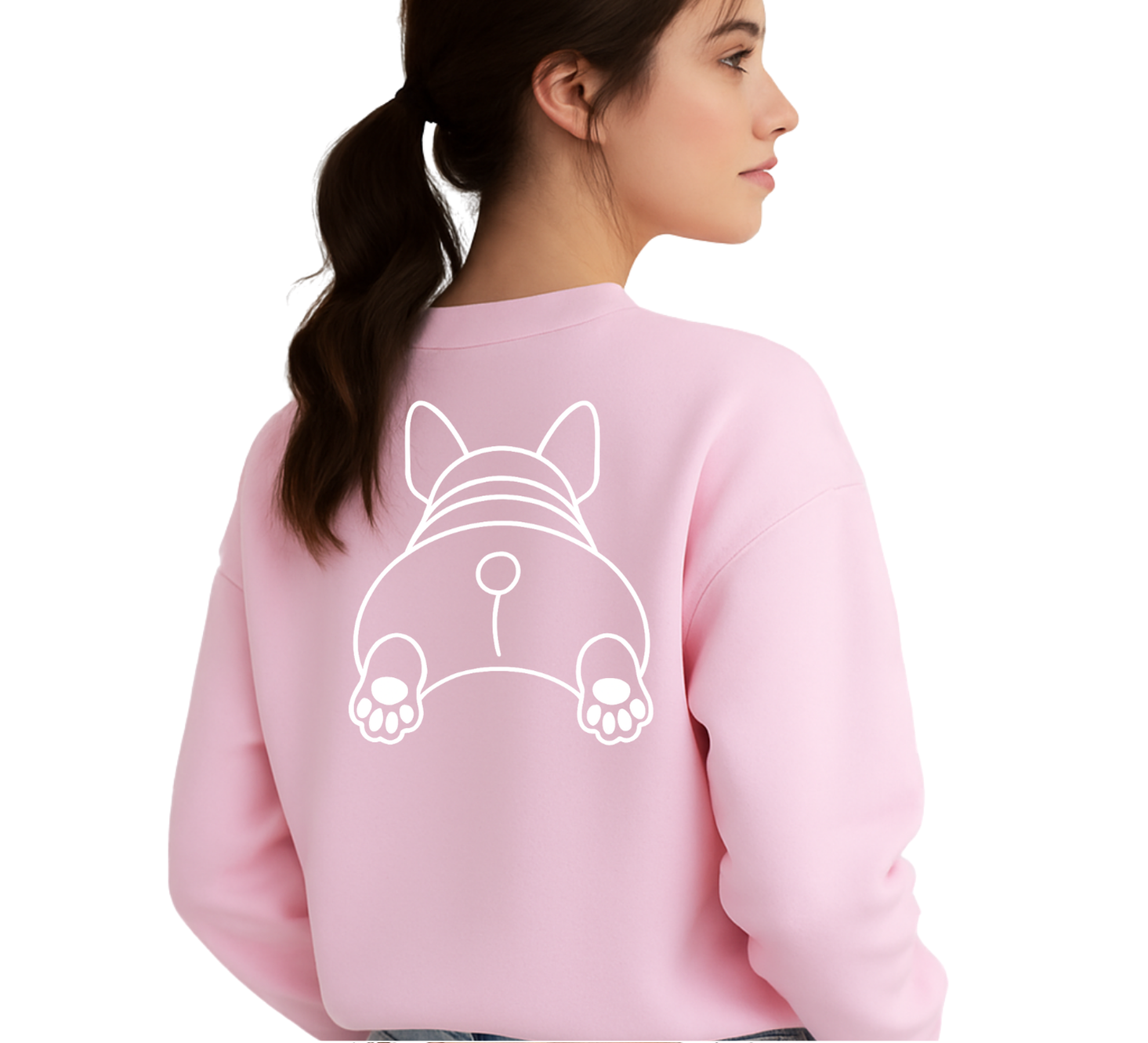 White French Bulldog Front and Back Sweatshirts