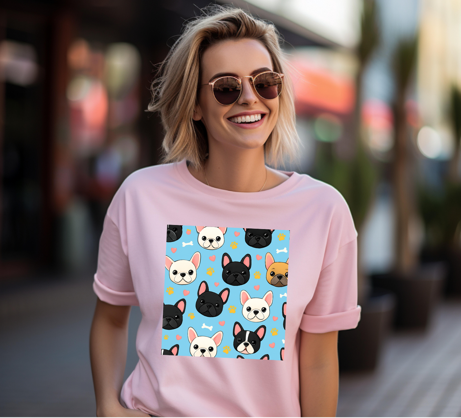 French Bulldogs patterns T-shirt