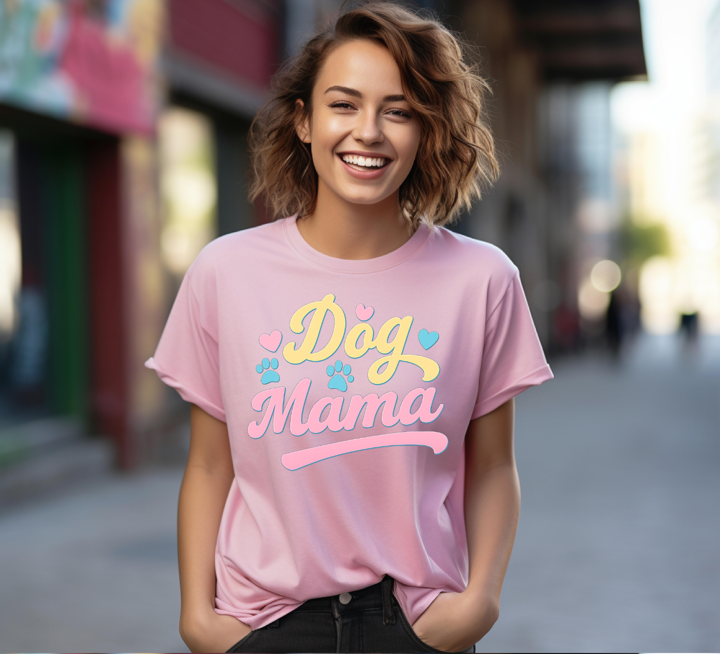 Colorful Dog Mama T-shirt