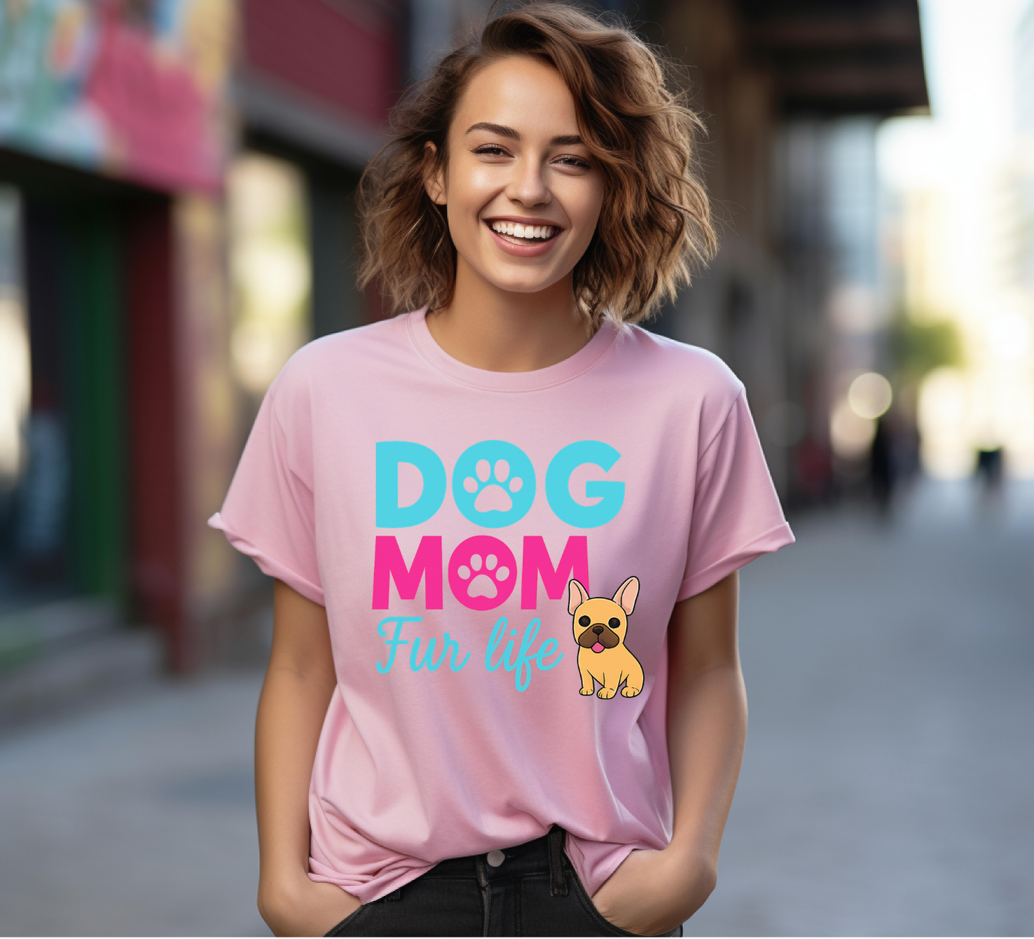 Dog Mom Fur Life with Frenchie T-shirt