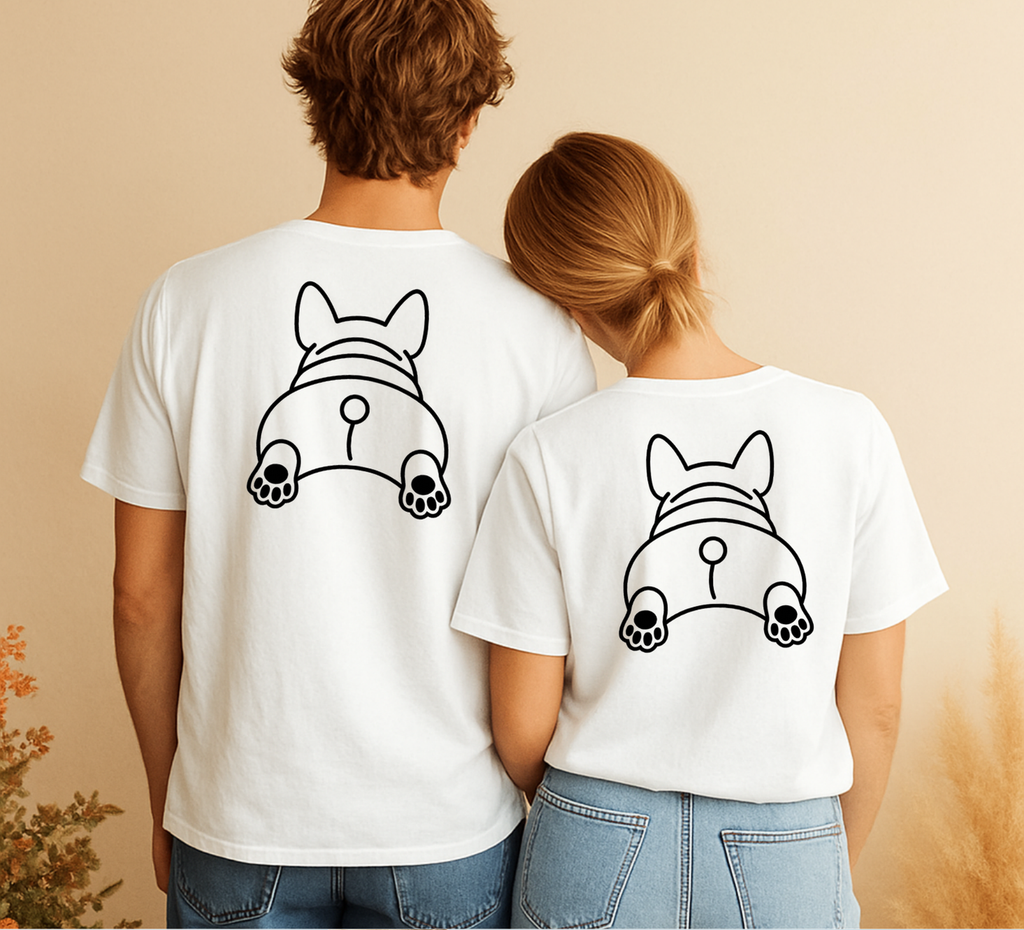 Black French Bulldog Front and Back T-shirt Design