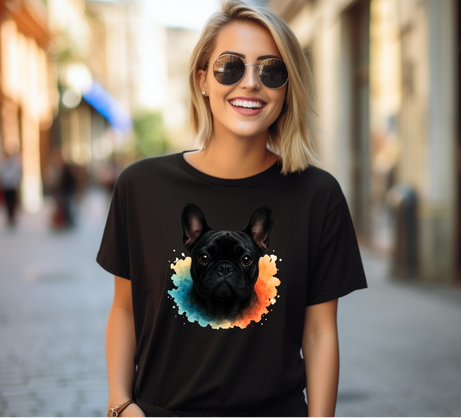 Black Cute Frenchie T-shirt