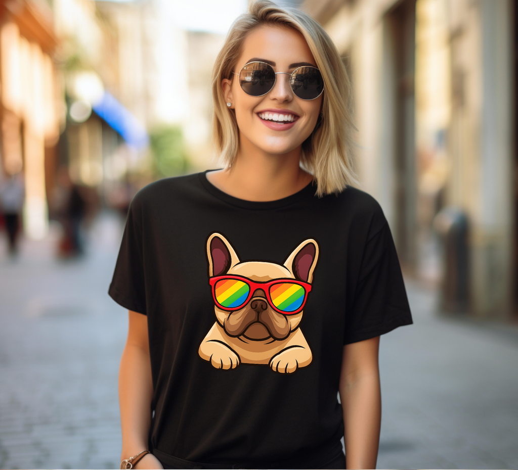 Fawn Frenchie with Sunglasses T-shirt