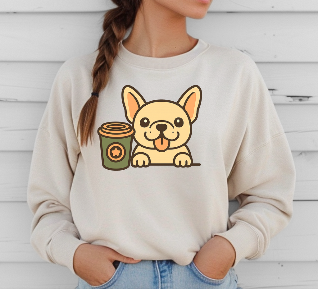 French Bulldog with Coffee Sweatshirts