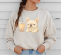 French Bulldogs with Bubble Tea Sweatshirts