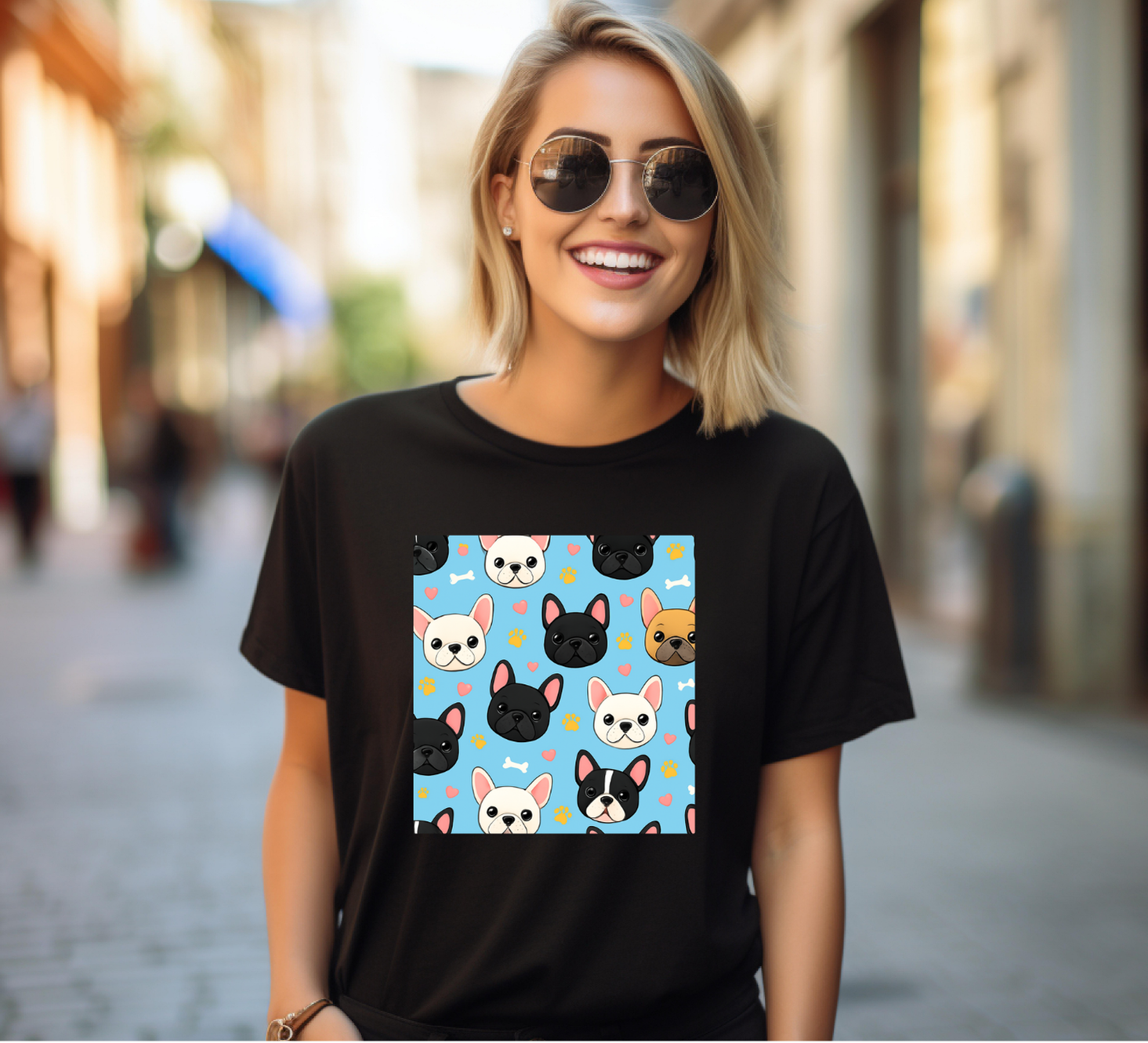 French Bulldogs patterns T-shirt