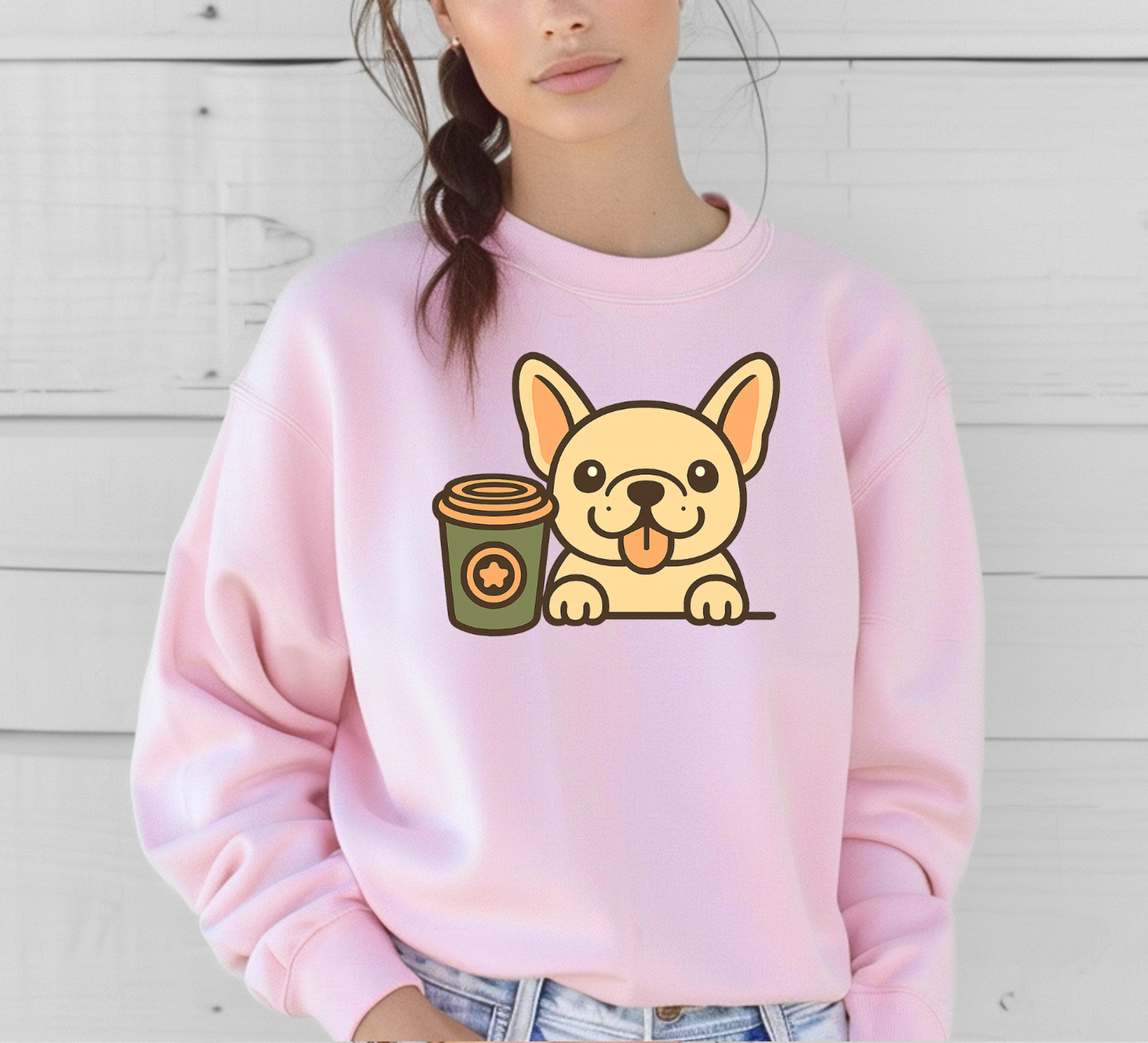 French Bulldog with Coffee Sweatshirts