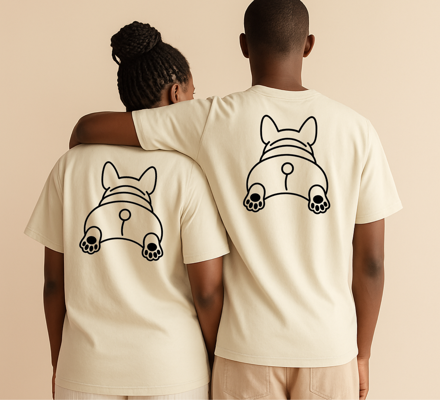 Black French Bulldog Front and Back T-shirt Design