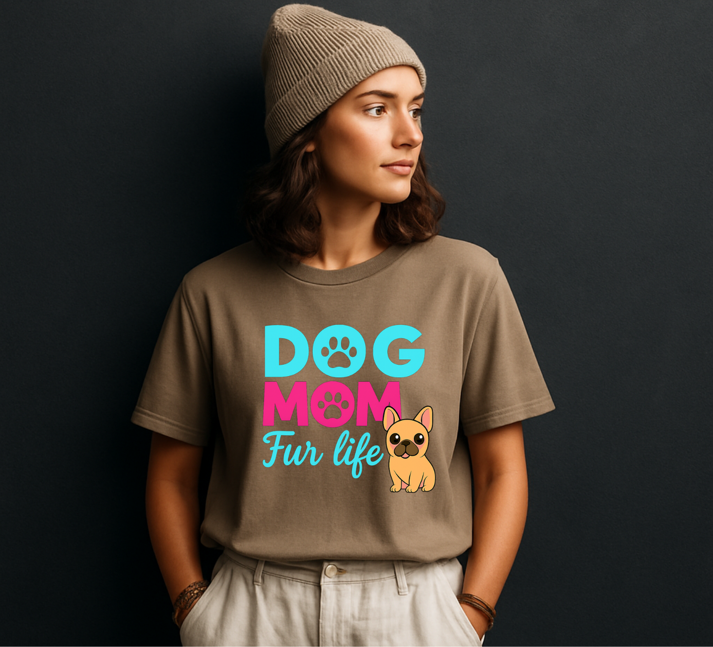 Dog Mom Fur Life with Frenchie T-shirt