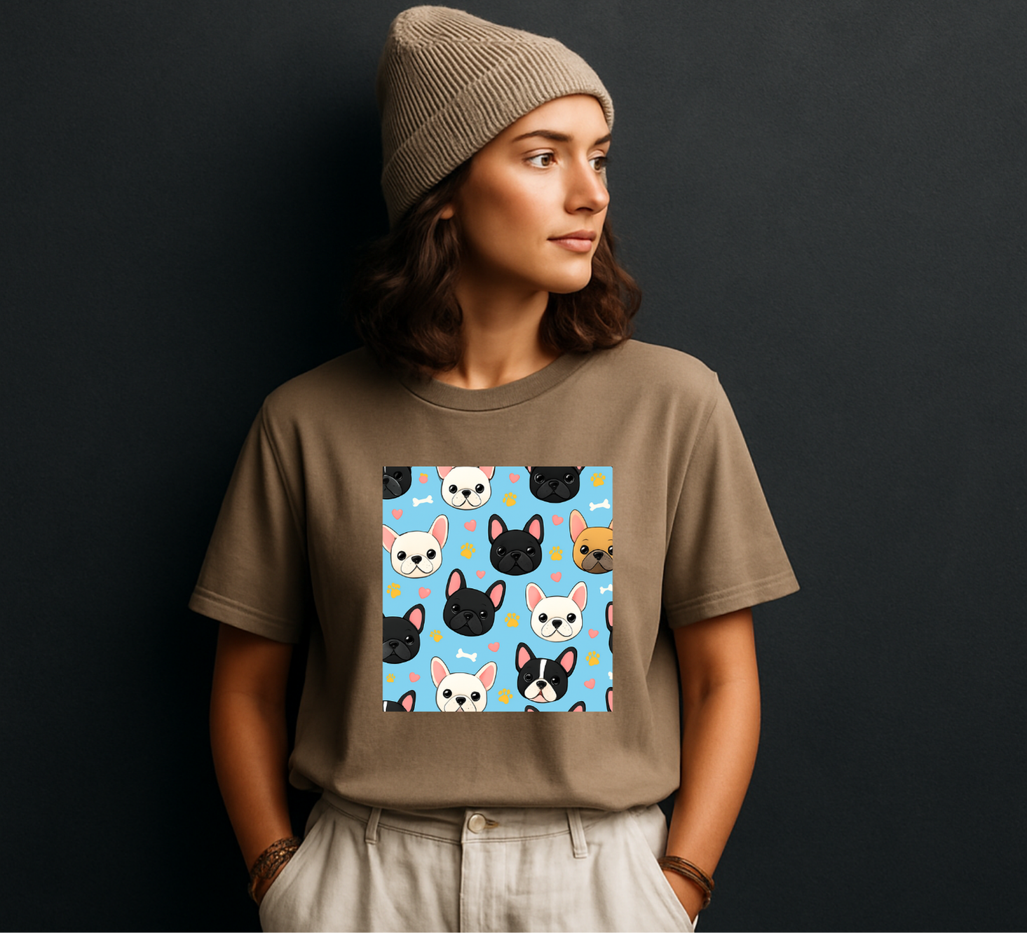 French Bulldogs patterns T-shirt